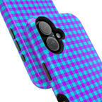 Phone Case — Blue & Purple Gingham Magnetic Impact-Resistant Case