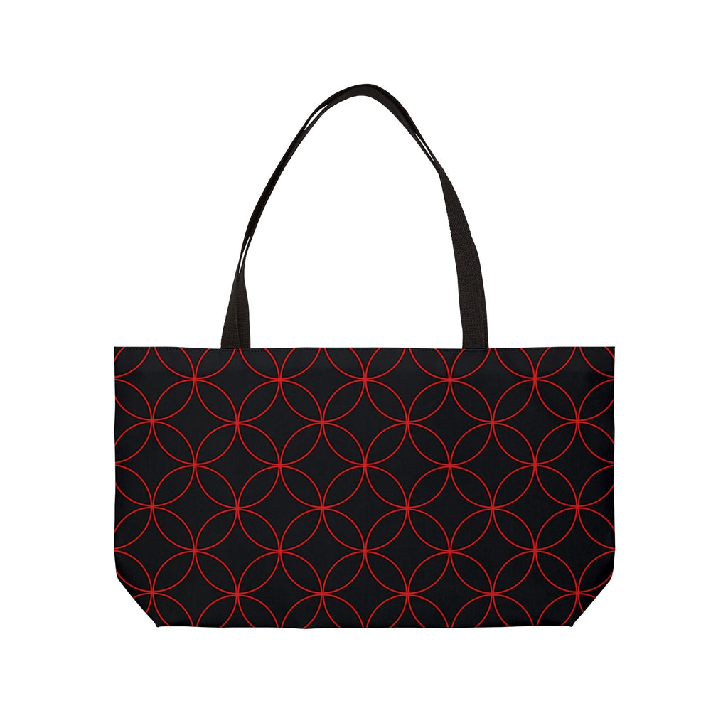 Weekender Tote Bag — Red Geometric Circle Pattern Travel Tote