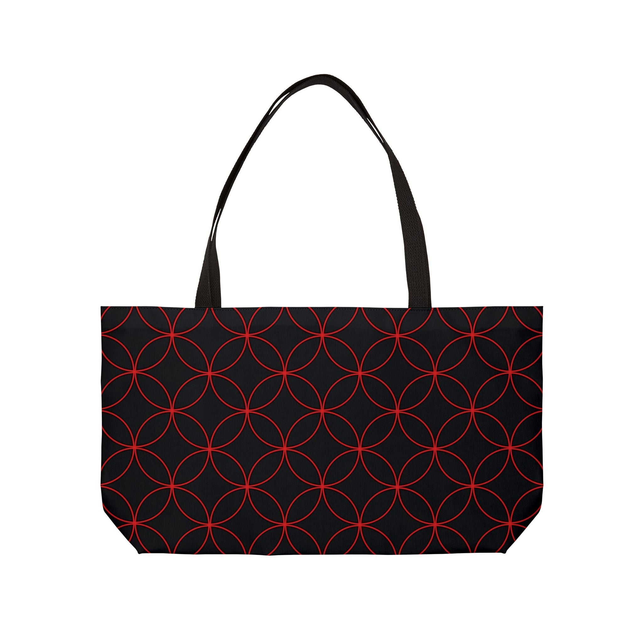 Weekender Tote Bag — Red Geometric Circle Pattern Travel Tote