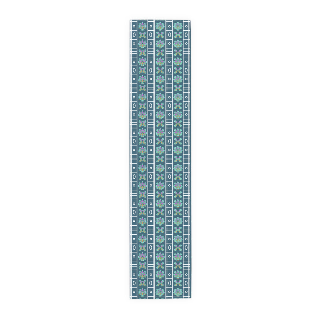 Colourful Floral Geometric Table Runner — Mediterranean-Inspired Cotton-Poly Dining Decor