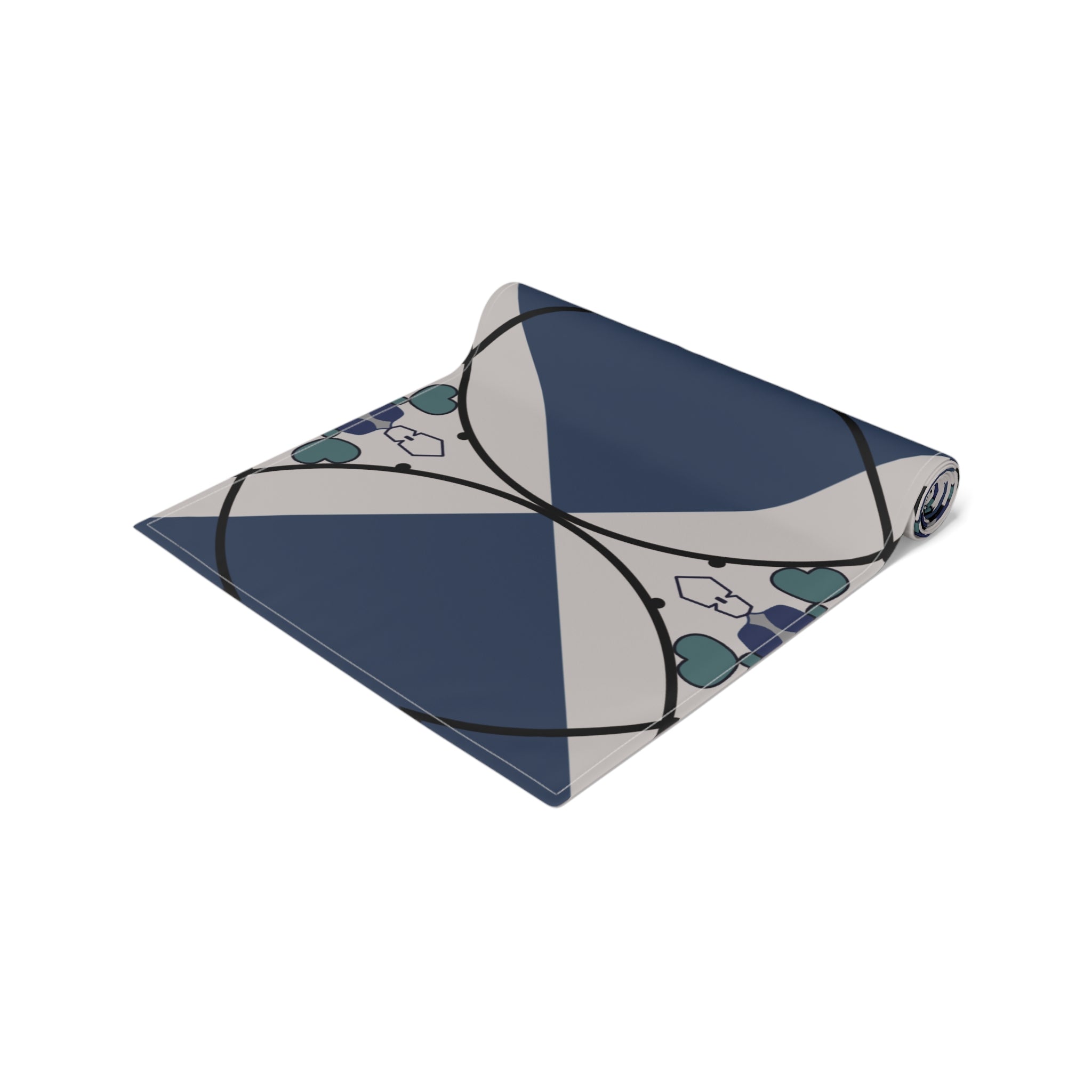 Geometric Navy Tile Table Runner