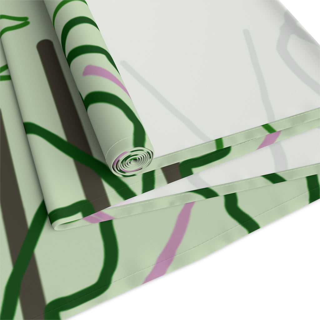 Green Geometric Floral Table Runner
