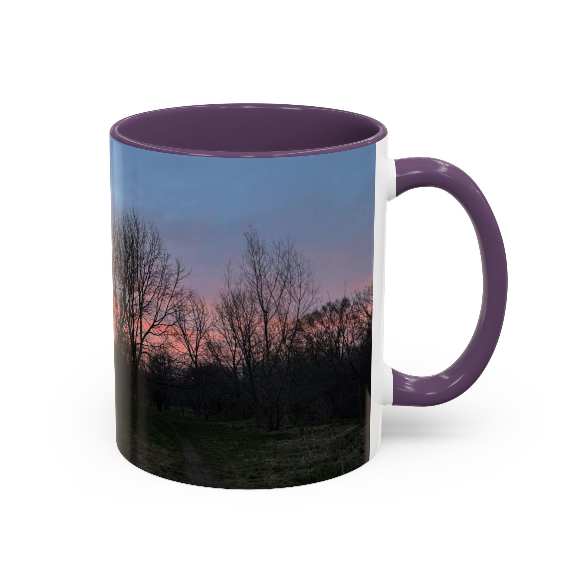 Sunset Silhouette In Derby, UK Coffee Mug — Scenic Tree Silhouette at Dusk (11/15oz)