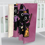 Everything Will Be OK Sherpa Blanket — Cute Witch Cat Cozy Throw