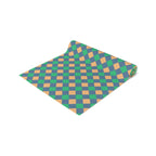 Diamond Check Table Runner — Retro Teal & Mustard Geometric Dining Decor