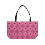 Weekender Tote Bag — Pink Heart Diamond Pattern Travel Tote (Valentine’s Gift)