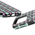 Geom Stripe Magnetic Phone Case — Black with Mint & Lavender Pattern
