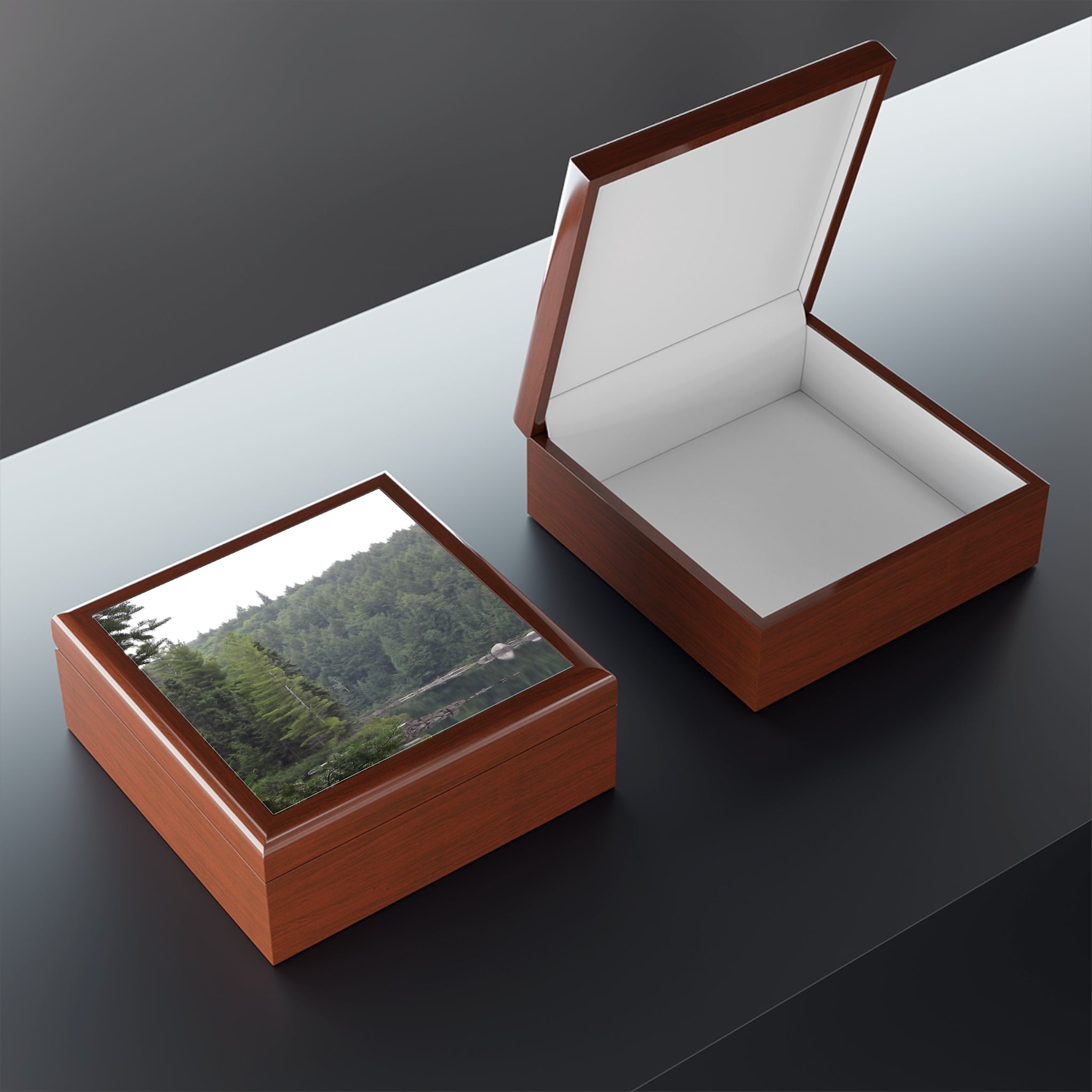 Forest Lake Jewelry Box – Scenic Nature Keepsake Box