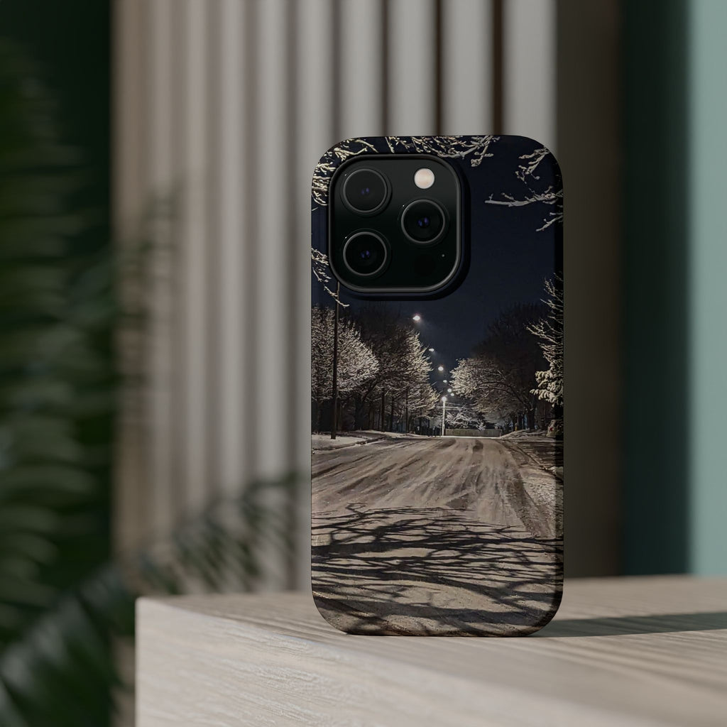 Winter Night Snow Road Magnetic Impact-Resistant Phone Case