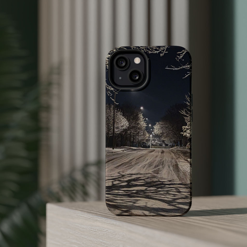 Winter Night Snow Road Magnetic Impact-Resistant Phone Case